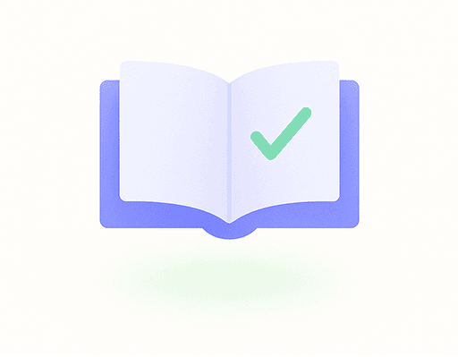 book with a green check on one of its pages